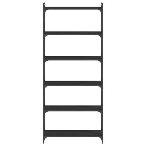  6 szintes fekete szerelt fa könyvespolc 80 x 30 x 188 cm