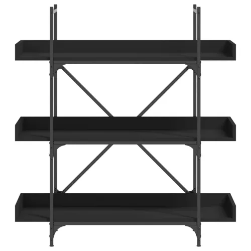  3-szintes fekete szerelt fa könyvespolc 100 x 33 x 108,5 cm