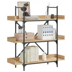    3-szintes sonoma tölgy szerelt fa könyvespolc 100x33x108,5 cm