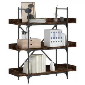    3-szintes füstös tölgy szerelt fa könyvespolc 100x33x108,5 cm