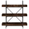  3-szintes füstös tölgy szerelt fa könyvespolc 100x33x108,5 cm