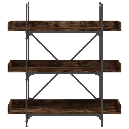  3-szintes füstös tölgy szerelt fa könyvespolc 100x33x108,5 cm