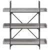  3-szintes szürke sonoma szerelt fa könyvespolc 100x33x108,5 cm