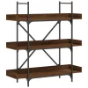  3-szintes barna tölgy szerelt fa könyvespolc 100x33x108,5 cm