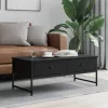 fekete szerelt fa dohányzóasztal 101x49x39,5 cm