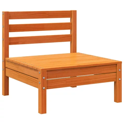  4 db viaszbarna tömör fenyőfa karfa nélküli kerti kanapé