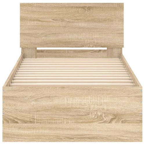 sonoma tölgy színű fejtámlás ágykeret matrac nélkül 90 x 190 cm
