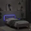  betonszürke ágykeret fejtámlával és LED-világítással 90x190 cm