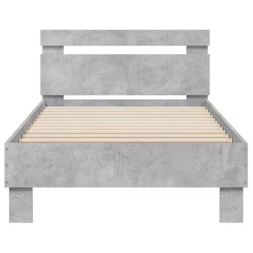  betonszürke ágykeret fejtámlával és LED-világítással 90x190 cm