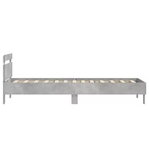  betonszürke ágykeret fejtámlával és LED-világítással 90x190 cm
