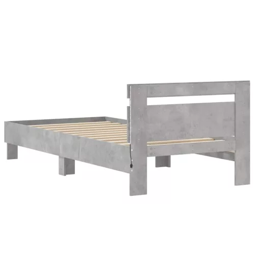  betonszürke ágykeret fejtámlával és LED-világítással 90x190 cm