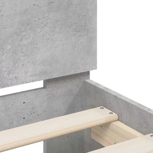  betonszürke ágykeret fejtámlával és LED-világítással 90x190 cm