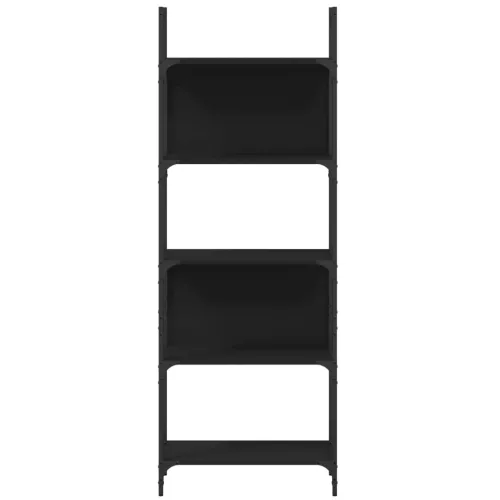  5 szintes fekete szerelt fa könyvespolc 60,5x24x166,5 cm