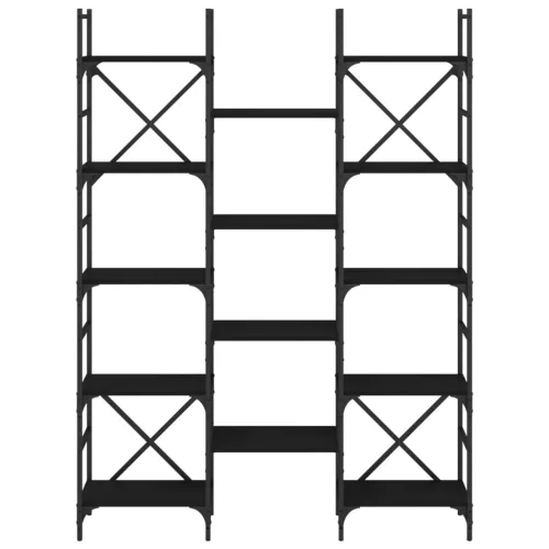  fekete szerelt fa könyvespolc 127,5x28,5x172,5 cm