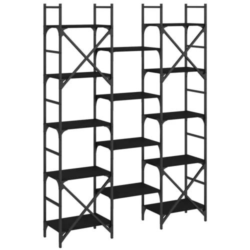  fekete szerelt fa könyvespolc 127,5x28,5x172,5 cm