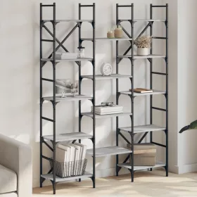    szürke sonoma színű szerelt fa könyvespolc 127,5x28,5x172,5 cm