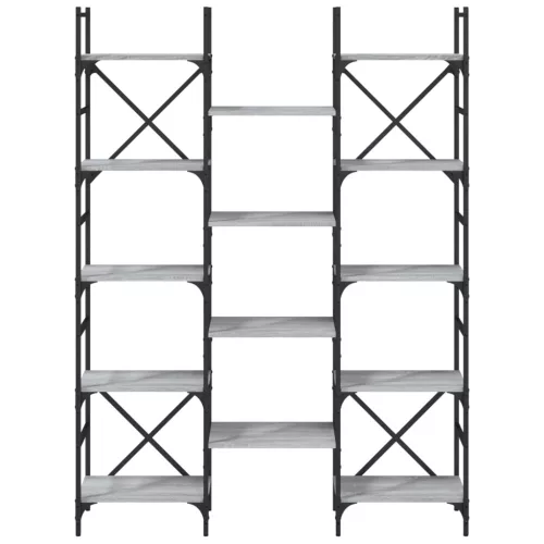  szürke sonoma színű szerelt fa könyvespolc 127,5x28,5x172,5 cm