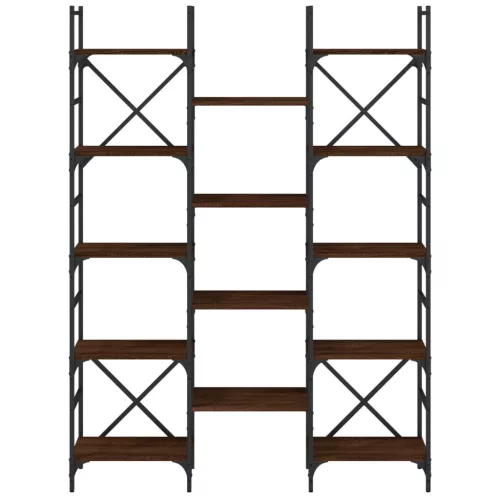  barna tölgyszínű szerelt fa könyvespolc 127,5x28,5x172,5 cm