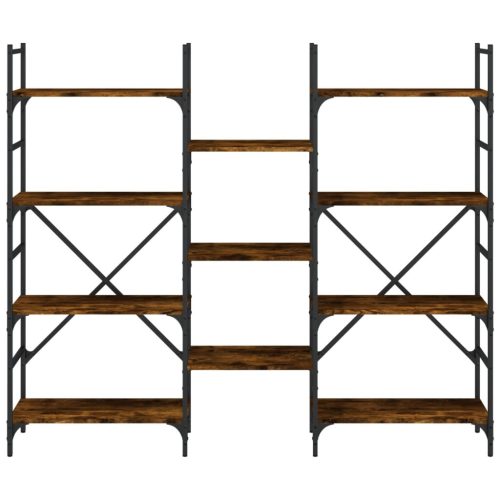  füstös tölgy színű szerelt fa könyvespolc 160x28,5x136,5 cm
