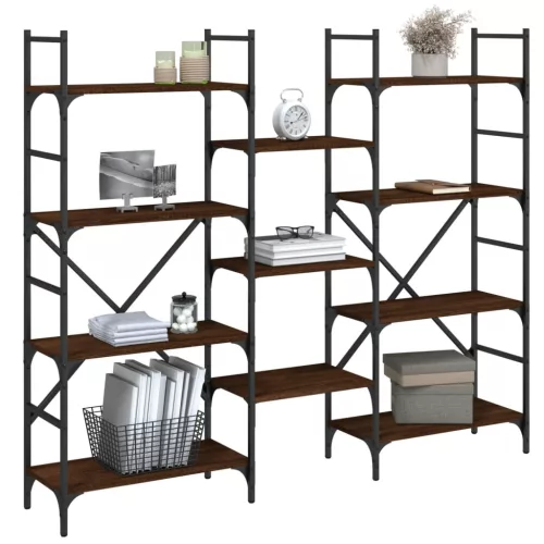  barna tölgyszínű szerelt fa könyvespolc 160x28,5x136,5 cm