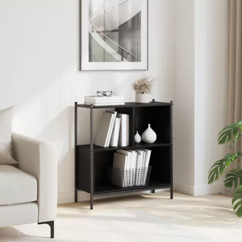  fekete szerelt fa könyvszekrény 72 x 28 x 77,5 cm