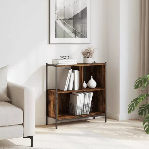  füstös tölgy színű szerelt fa könyvszekrény 72 x 28 x 77,5 cm