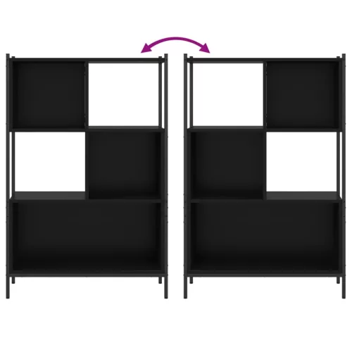  fekete szerelt fa könyvszekrény 72x28x109 cm