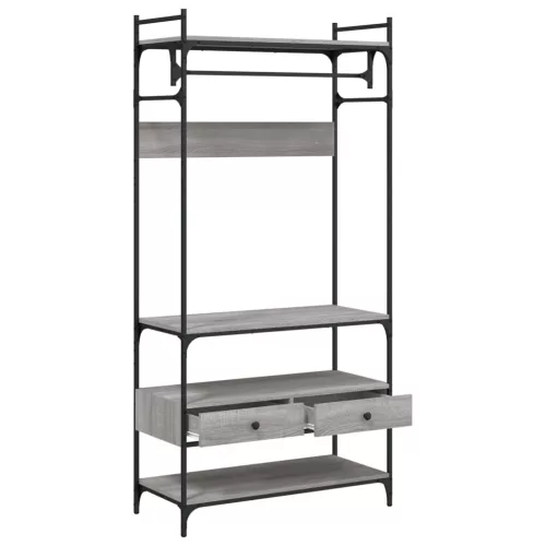  szürke sonoma szerelt fa ruhásszekrény fiókokkal 89x39x184,5 cm