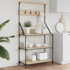    sonoma tölgy színű 4 szintes szerelt fa pékállvány akasztókkal