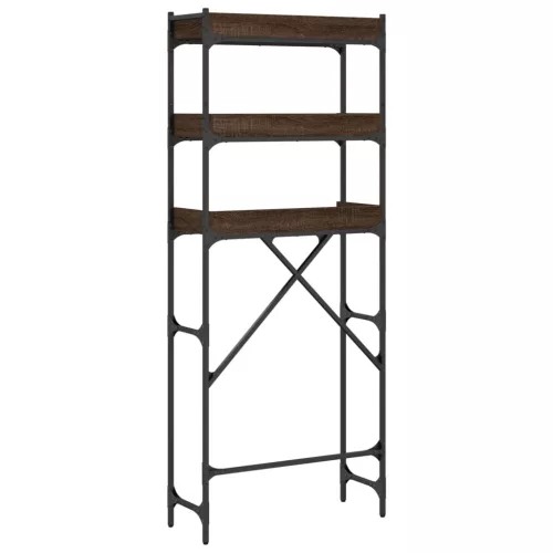  barna tölgyszínű szerelt fa mosógéppolc 67 x 25 x 163 cm