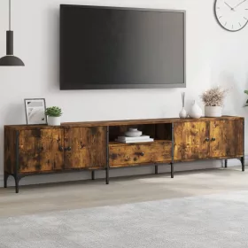    füstös tölgy színű szerelt fa TV-szekrény fiókkal 200x25x44 cm
