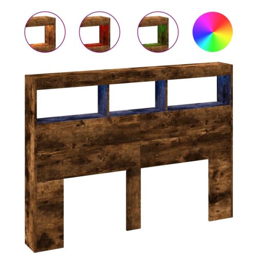  füstös tölgy színű áthidalószekrény LED-ekkel 140x17x102 cm