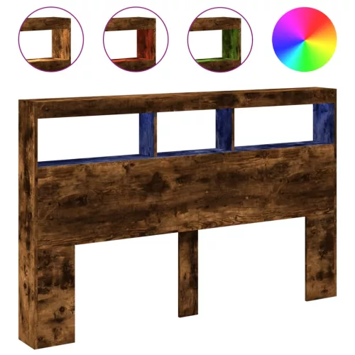  füstös tölgy színű áthidalószekrény LED-ekkel 160x17x102 cm