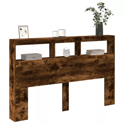  füstös tölgy színű áthidalószekrény LED-ekkel 160x17x102 cm