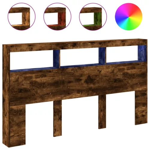  füstös tölgy színű áthidalószekrény LED-ekkel 180x17x102 cm