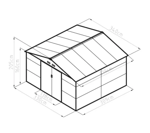 EPT STABIL FÉM KERTI TÁROLÓ 1085 - 340 X 319 CM - SZÜRKE