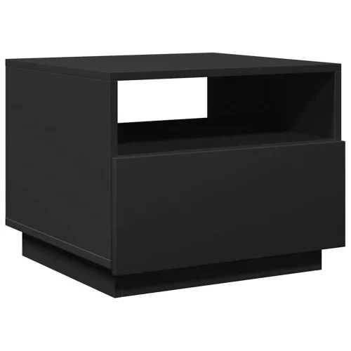  fekete dohányzóasztal LED-lámpákkal 50x49x40 cm
