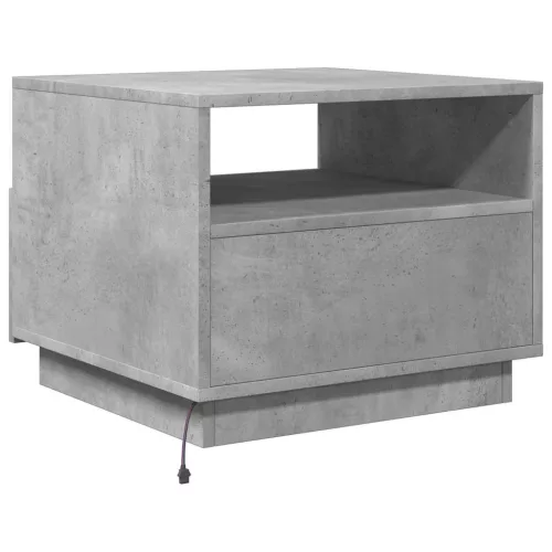  betonszürke dohányzóasztal LED-lámpákkal 50x49x40 cm