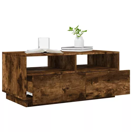  füstös tölgy színű dohányzóasztal LED-lámpákkal 90x49x40 cm