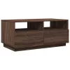  barna tölgyszínű dohányzóasztal LED-lámpákkal 90x49x40 cm