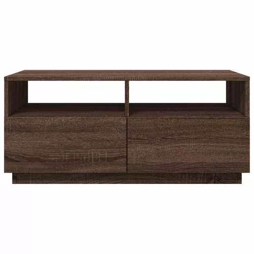  barna tölgyszínű dohányzóasztal LED-lámpákkal 90x49x40 cm