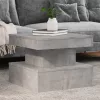  betonszürke dohányzóasztal LED-lámpákkal 50 x 50 x 40 cm