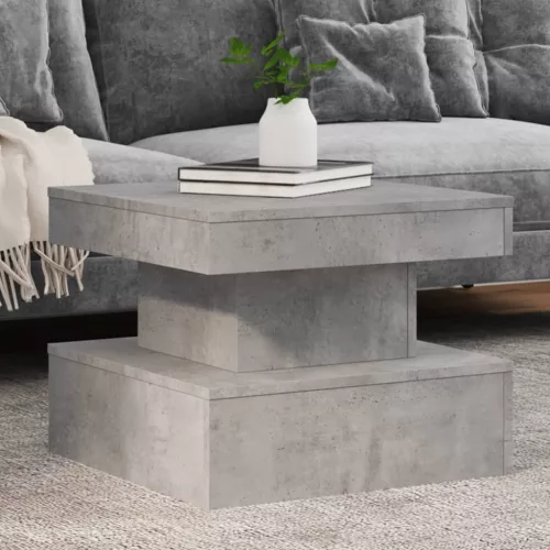  betonszürke dohányzóasztal LED-lámpákkal 50 x 50 x 40 cm