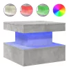  betonszürke dohányzóasztal LED-lámpákkal 50 x 50 x 40 cm