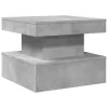  betonszürke dohányzóasztal LED-lámpákkal 50 x 50 x 40 cm