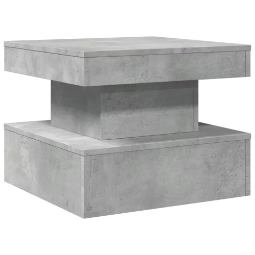  betonszürke dohányzóasztal LED-lámpákkal 50 x 50 x 40 cm