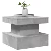  betonszürke dohányzóasztal LED-lámpákkal 50 x 50 x 40 cm