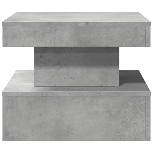  betonszürke dohányzóasztal LED-lámpákkal 50 x 50 x 40 cm