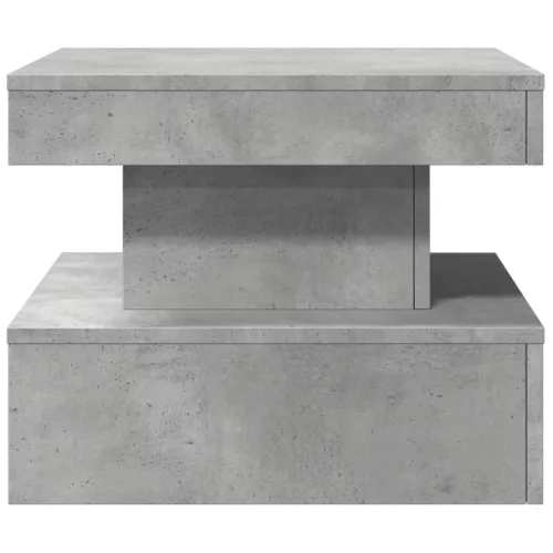  betonszürke dohányzóasztal LED-lámpákkal 50 x 50 x 40 cm