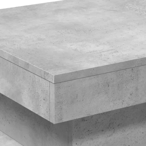  betonszürke dohányzóasztal LED-lámpákkal 50 x 50 x 40 cm